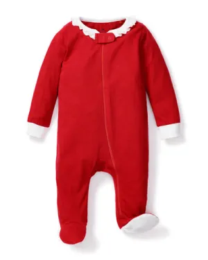 Organic Cotton Ruffled Collar Red Footie