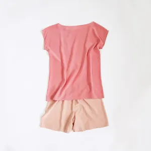 Organic dye Silk PJ Set. Tshirt and boxer shorts. Botanical dye silk loungewear