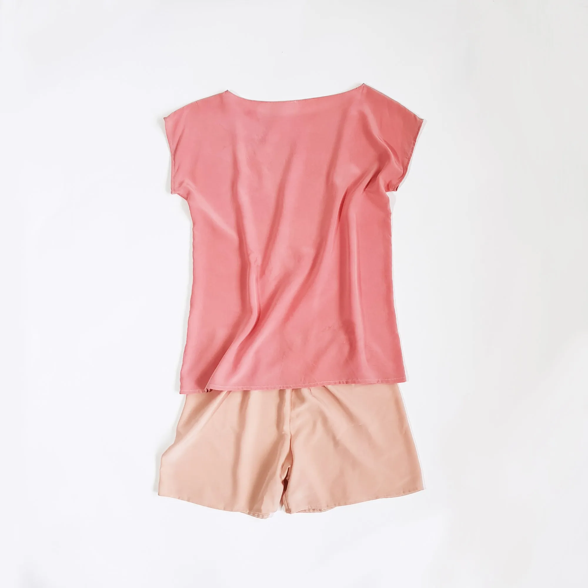 Organic dye Silk PJ Set. Tshirt and boxer shorts. Botanical dye silk loungewear