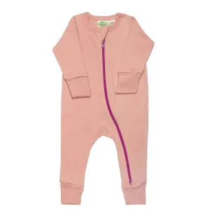 Organic Essential Basic '2-Way' Zipper Romper - Long Sleeve | Dusty Pink