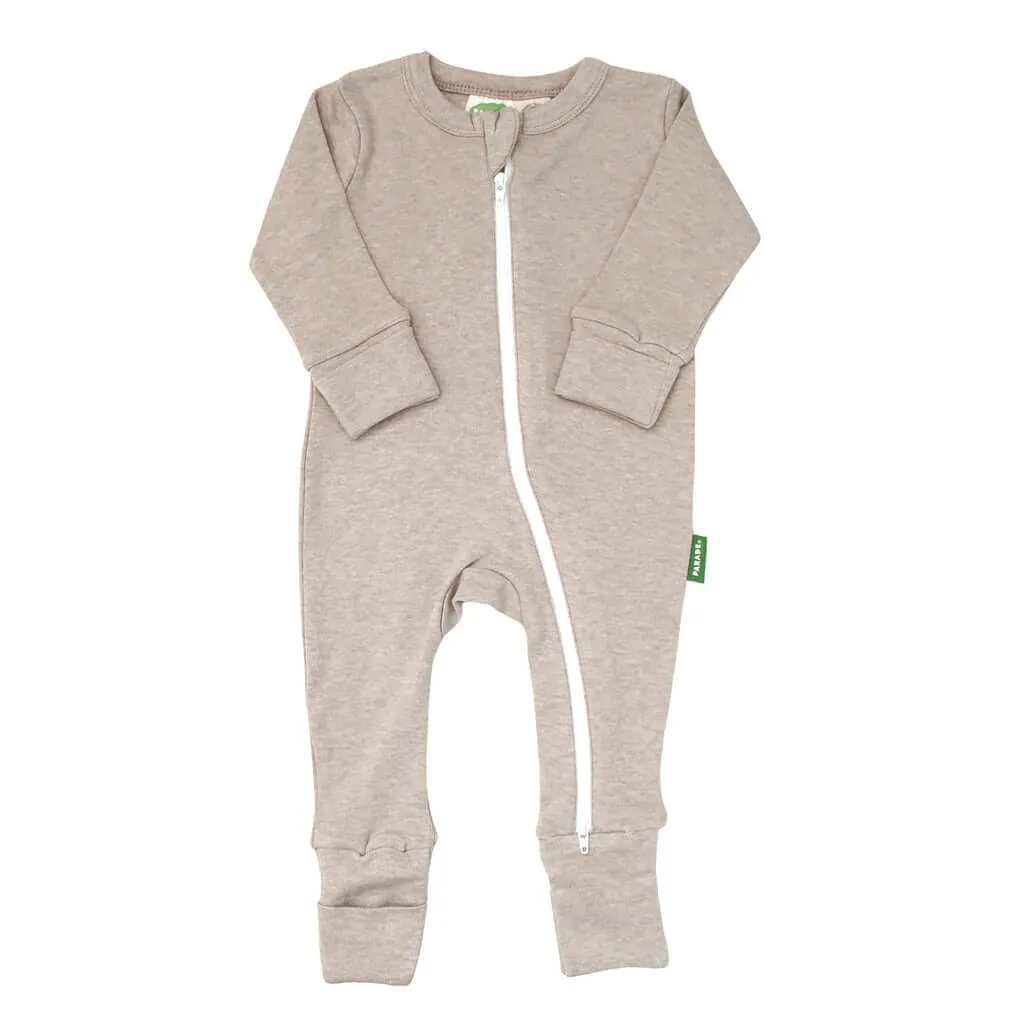Organic Snuggle Soft Melange '2-Way' Zipper Romper | Fawn Melange