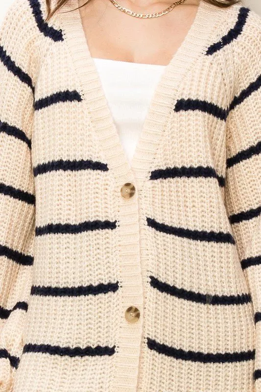 Oversized Striped Sweater Cardigan