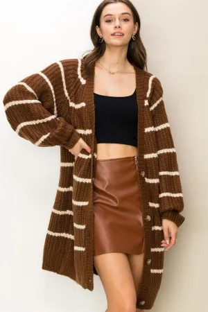 Oversized Striped Sweater Cardigan