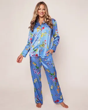 PETITE PLUME | Women's Silk Pajama Set | Azure Botanical