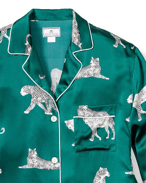 PETITE PLUME | Women's Silk Pajama Set | Green Panthère de Luxe