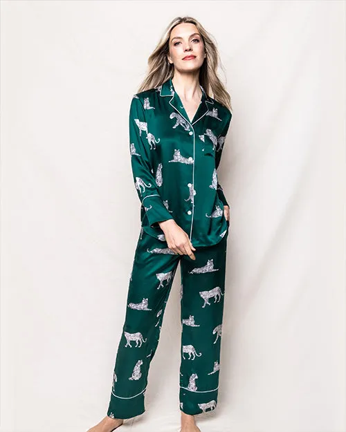 PETITE PLUME | Women's Silk Pajama Set | Green Panthère de Luxe