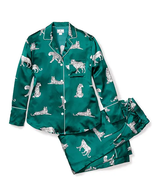 PETITE PLUME | Women's Silk Pajama Set | Green Panthère de Luxe