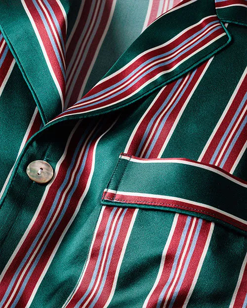 PETITE PLUME | Women's Silk Pajama Set | Lancaster Stripe Red & Green