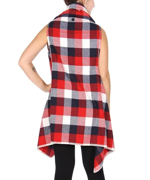 Plaid Shawl Flyaway Vest