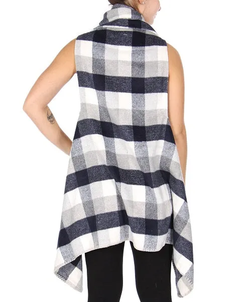 Plaid Shawl Flyaway Vest