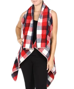 Plaid Shawl Flyaway Vest