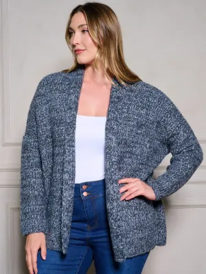 PLUS SIZE LONG SLEEVE OPEN FRONT KNIT CARDIGAN
