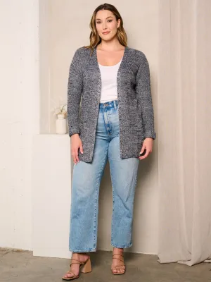 PLUS SIZE LONG SLEEVES OPEN FRONT CARDIGAN