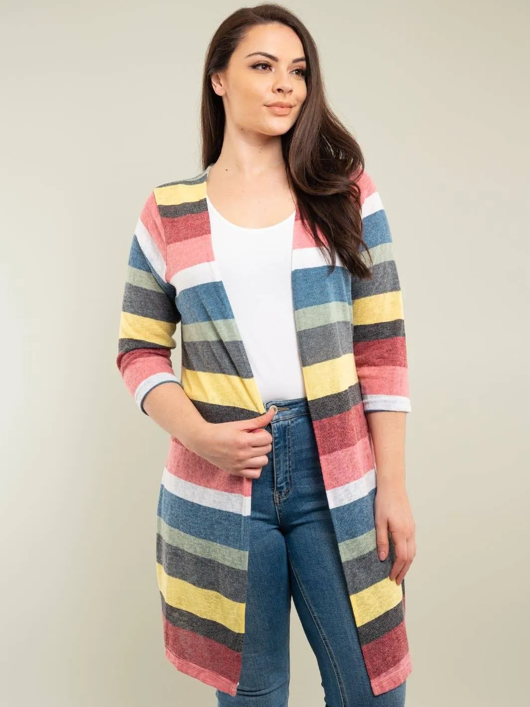 PLUS SIZE MULTI COLOR LONG CARDIGAN