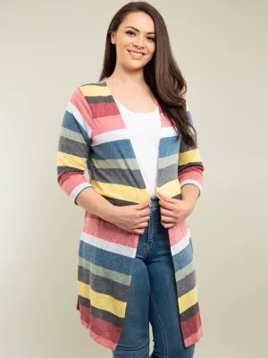 PLUS SIZE MULTI COLOR LONG CARDIGAN
