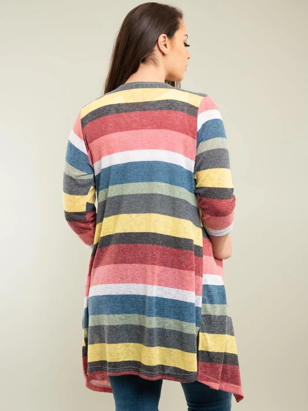 PLUS SIZE MULTI COLOR LONG CARDIGAN