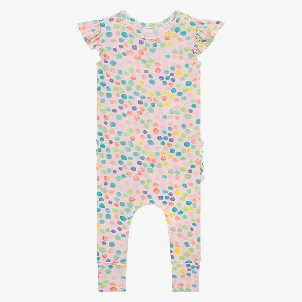 Posh Peanut Estelle-Ruffled Capsleeve Basic Romper