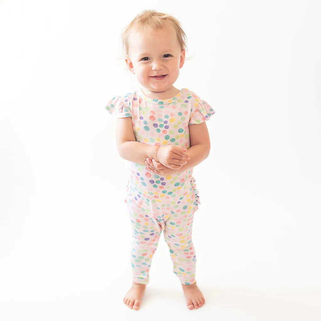 Posh Peanut Estelle-Ruffled Capsleeve Basic Romper