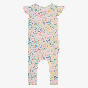 Posh Peanut Estelle-Ruffled Capsleeve Basic Romper