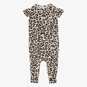 Posh Peanut Lana Leopard Tan-Ruffled Romper