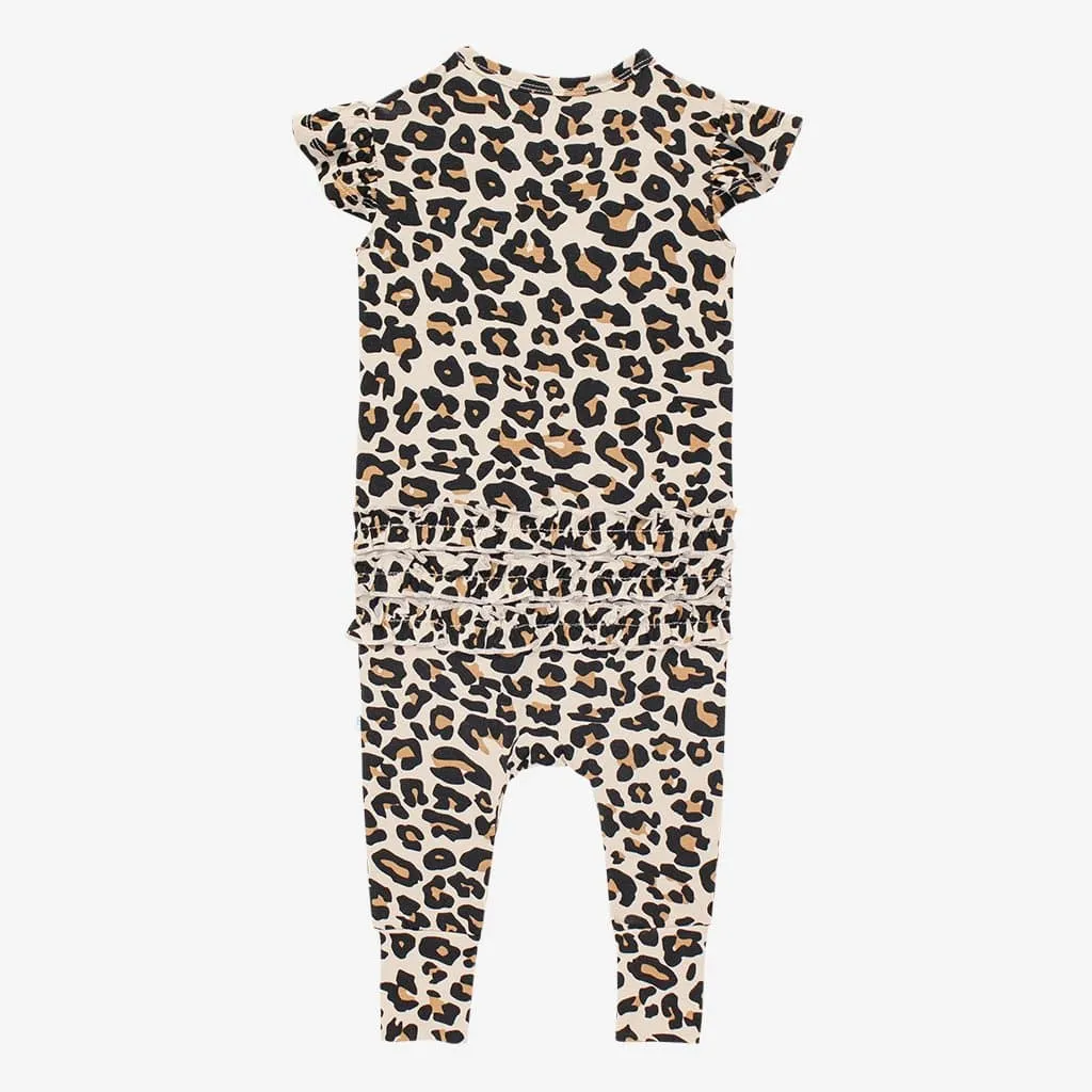 Posh Peanut Lana Leopard Tan-Ruffled Romper