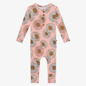 Posh Peanut Millie-Long Sleeve Ruffled Henley Romper