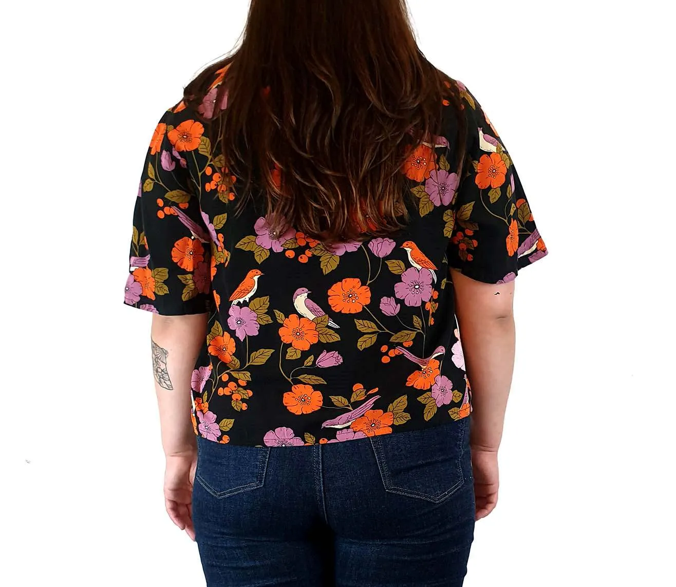 Princess Highway cropped retro-inspired bird and flower print top size 14