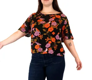 Princess Highway cropped retro-inspired bird and flower print top size 14