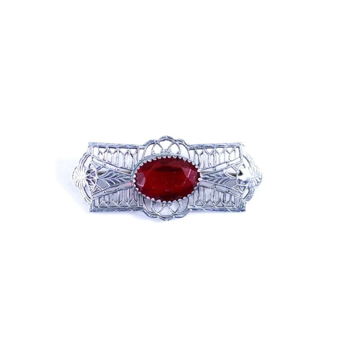Red Crystal Open Back Brooch