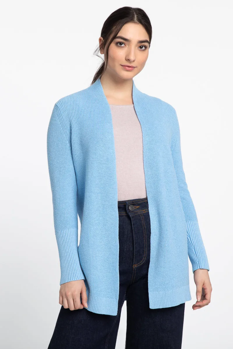 Rib drape cardigan Kinross Cashmere   champagne or black