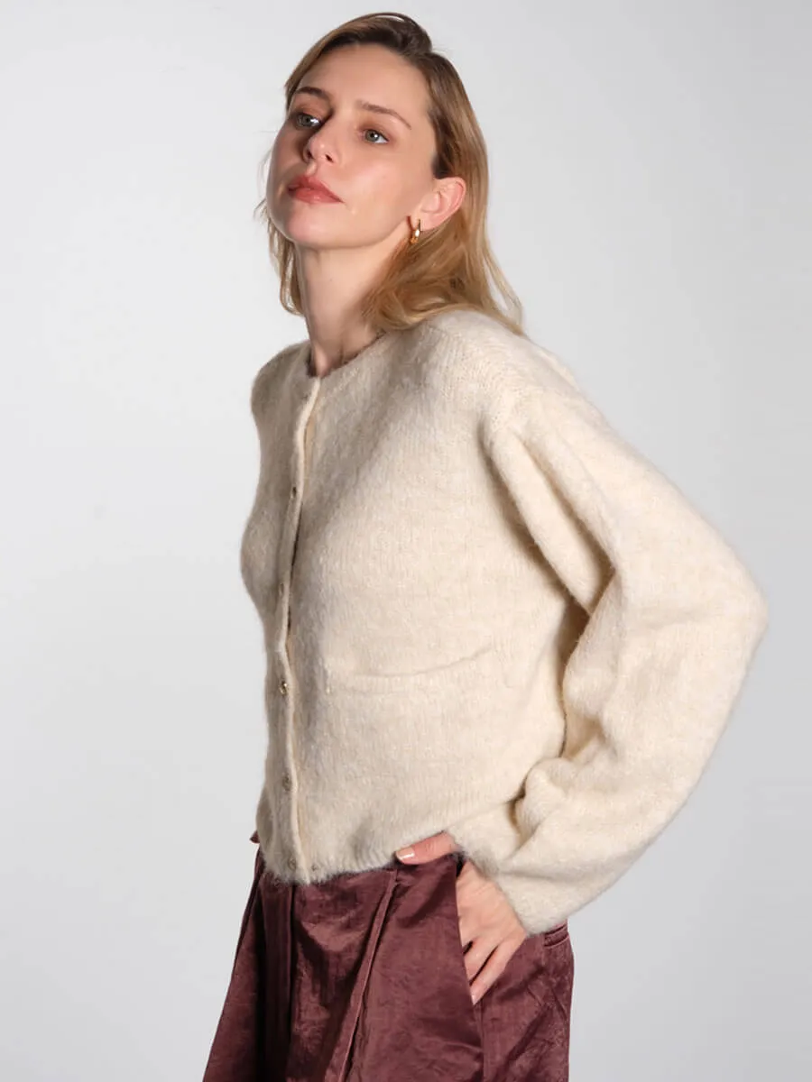 Saggia Knitted Cardigan - White Sand
