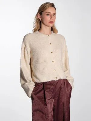 Saggia Knitted Cardigan - White Sand