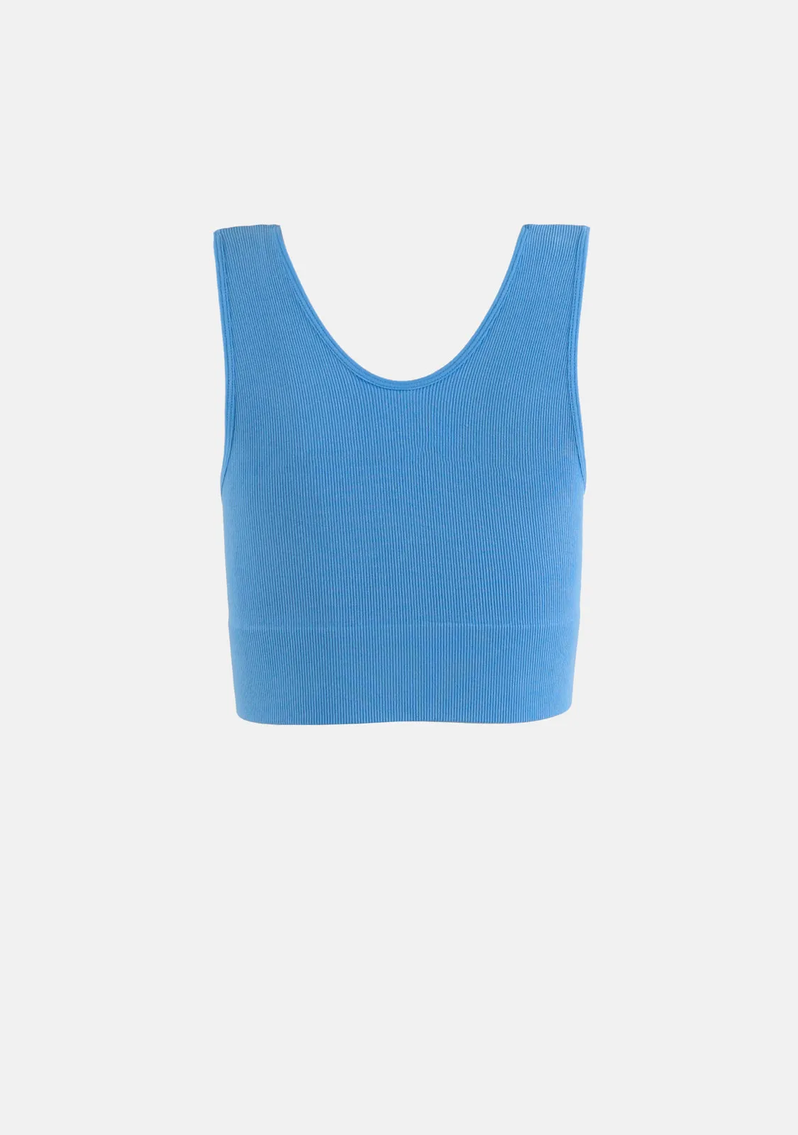 Seamless Ribbed V Neck Crop Tank