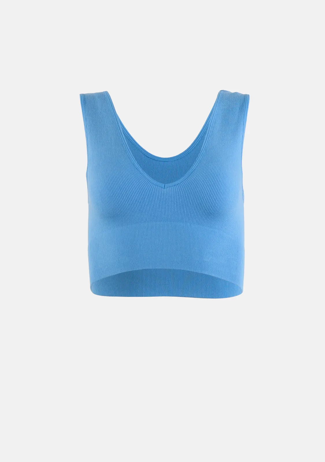 Seamless Ribbed V Neck Crop Tank