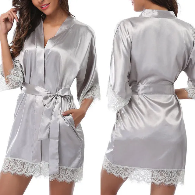 Sexy Lace Lingerie Women's Sleepwear Lace Robe Nightwear G-string Dress Babydolls Erotic Transparent Collar Chemises