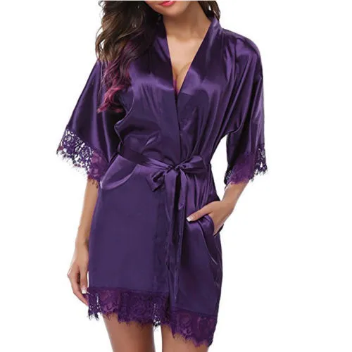 Sexy Lace Lingerie Women's Sleepwear Lace Robe Nightwear G-string Dress Babydolls Erotic Transparent Collar Chemises
