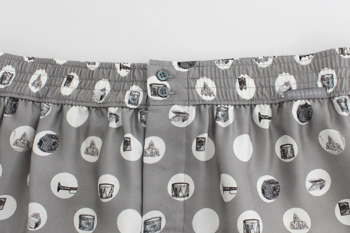 Silver Polka Dotted SILK Pajama Shorts