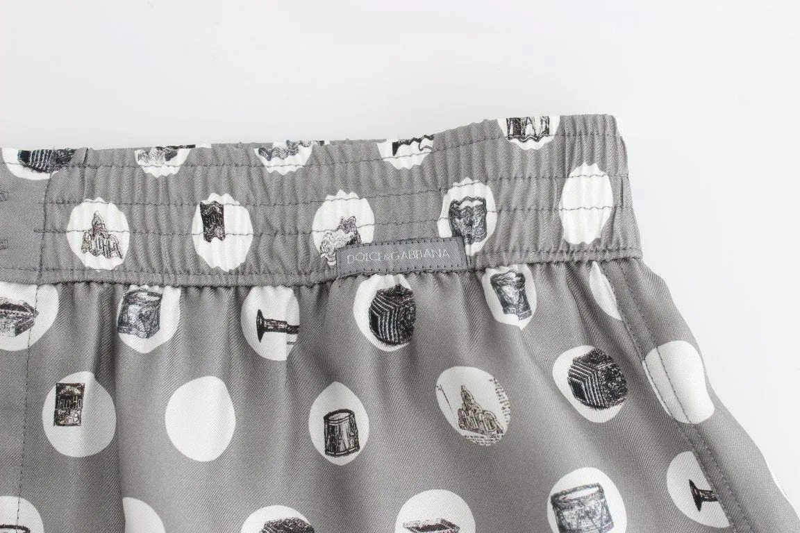 Silver Polka Dotted SILK Pajama Shorts