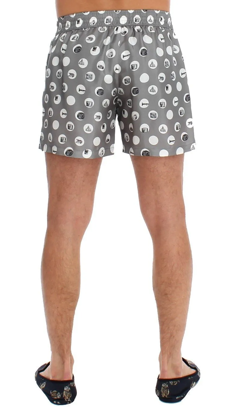 Silver Polka Dotted SILK Pajama Shorts