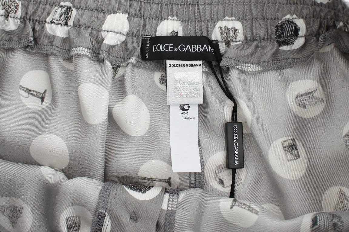 Silver Polka Dotted SILK Pajama Shorts