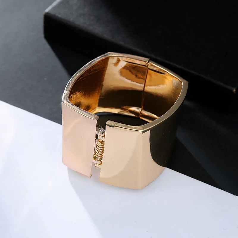Sisslia Fashion Gold Plated Chunky Bangle Bracelets Square Cuff Bracelets For Hinge Wrist Cuffs for Women