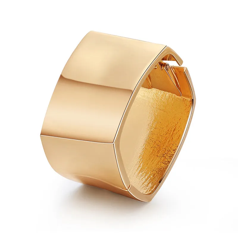 Sisslia Fashion Gold Plated Chunky Bangle Bracelets Square Cuff Bracelets For Hinge Wrist Cuffs for Women