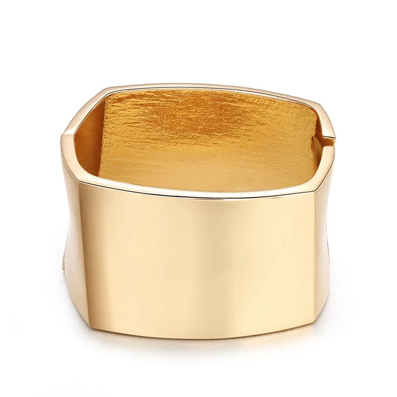 Sisslia Fashion Gold Plated Chunky Bangle Bracelets Square Cuff Bracelets For Hinge Wrist Cuffs for Women