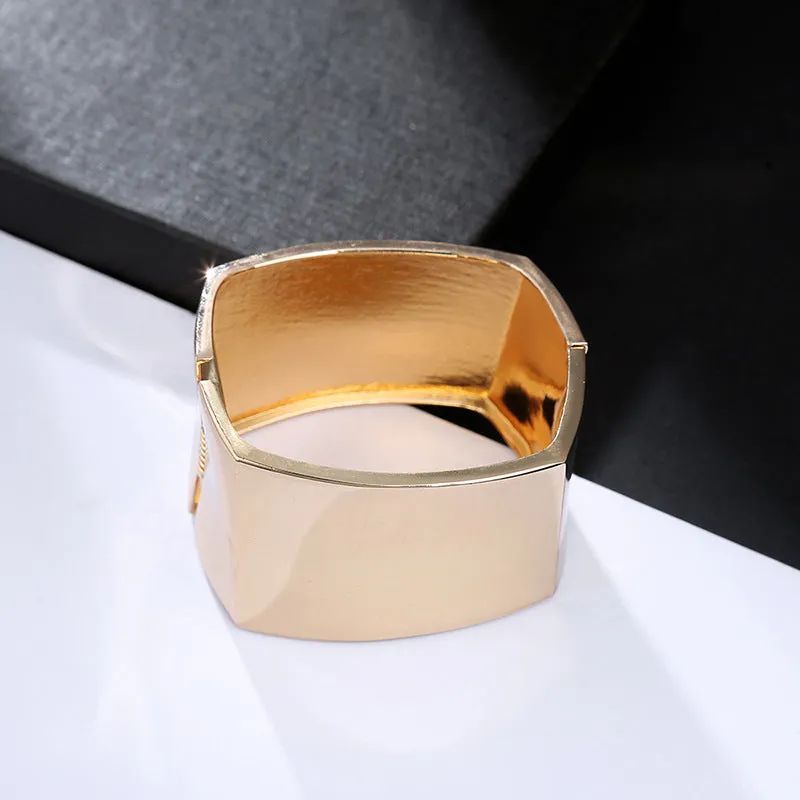 Sisslia Fashion Gold Plated Chunky Bangle Bracelets Square Cuff Bracelets For Hinge Wrist Cuffs for Women