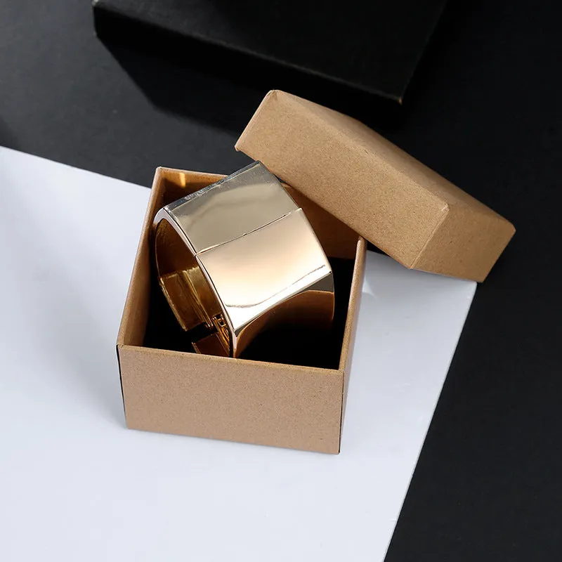 Sisslia Fashion Gold Plated Chunky Bangle Bracelets Square Cuff Bracelets For Hinge Wrist Cuffs for Women