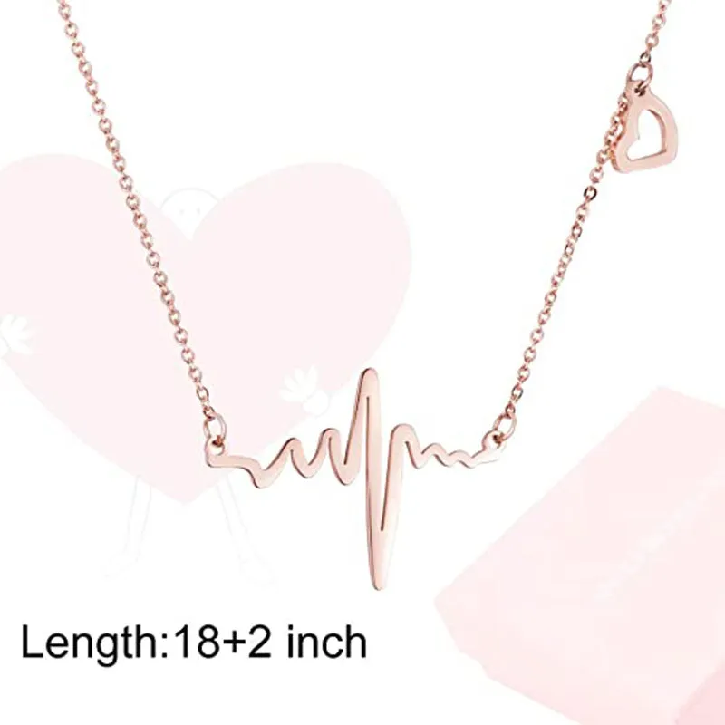 SISSLIA Fashion Stainless Steel Rose Gold Heart Beat Wave Pendant Necklace Charm Electrocardiogram Wave Necklace For Women No reviews yet