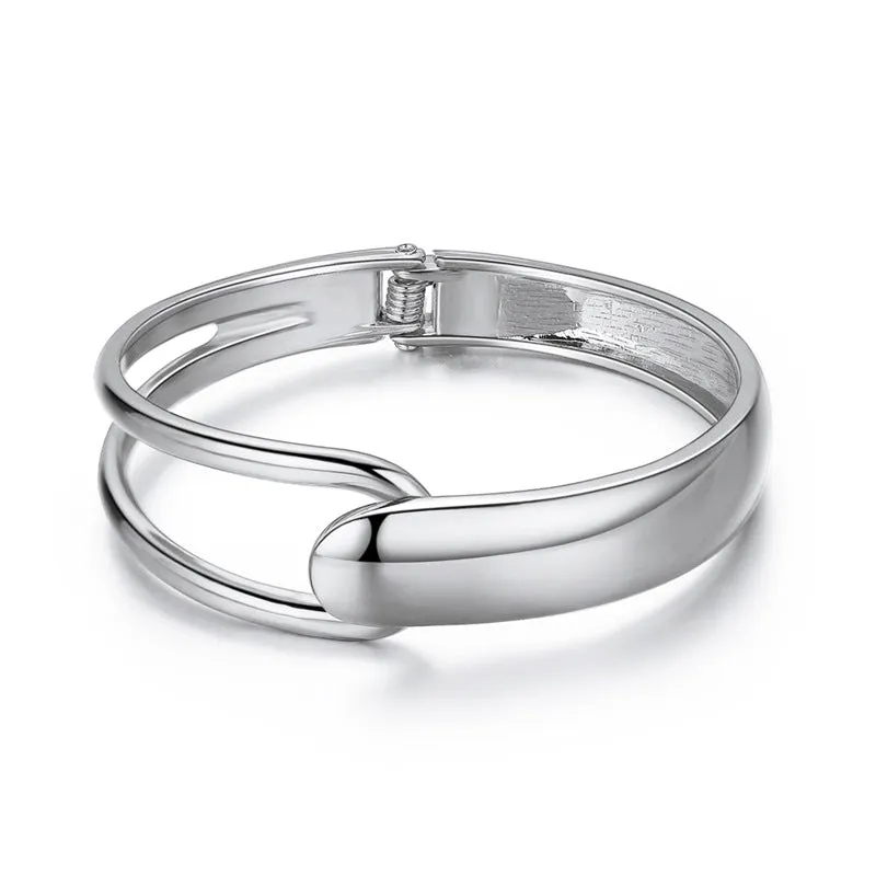 Sisslia Hot Sale Fashion Metal Copper Gold Cuff Bangle Adjustable Jewelry Hinge Bangle For Woman