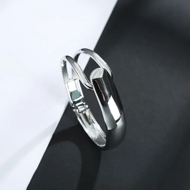 Sisslia Hot Sale Fashion Metal Copper Gold Cuff Bangle Adjustable Jewelry Hinge Bangle For Woman