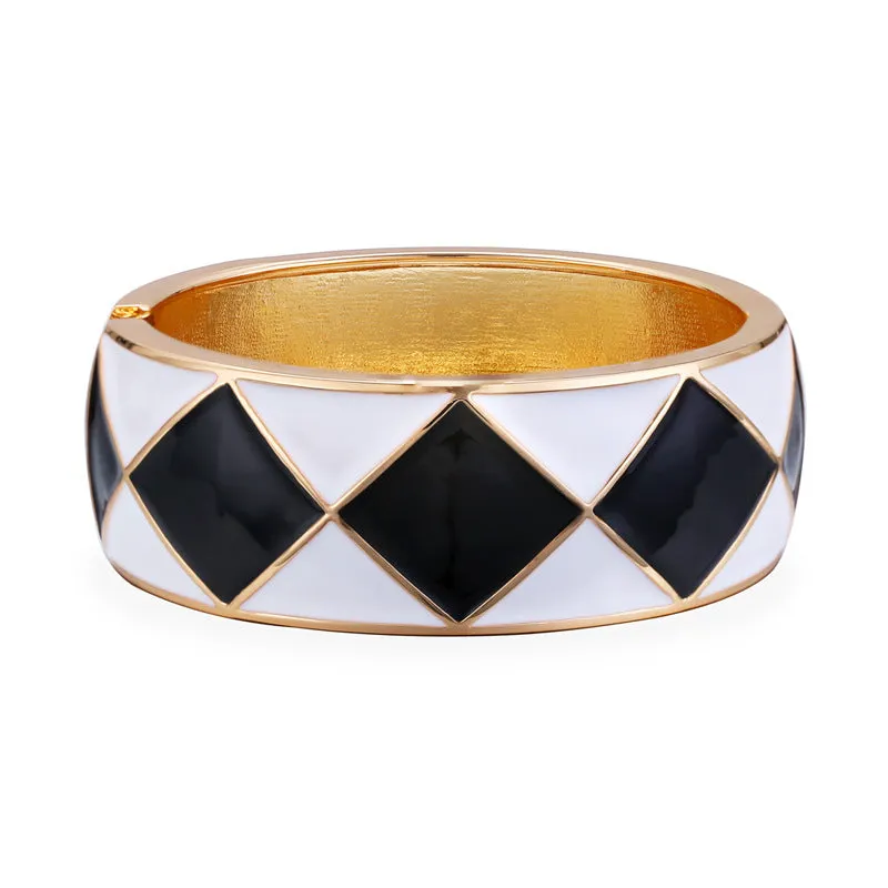 Sisslia Hot Sale Personality Oil Drop Square Pattern Cuff Bangles Exaggerated Metal Jewelry Bracelets For Women