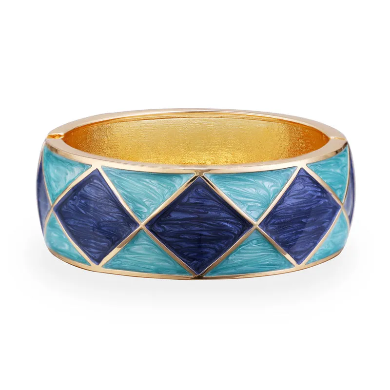 Sisslia Hot Sale Personality Oil Drop Square Pattern Cuff Bangles Exaggerated Metal Jewelry Bracelets For Women